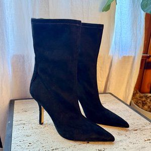 Marc Fisher Breezy Black Faux Suede Heeled Boots